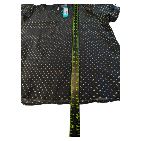 NWT Vince Camuto Womens Metallic Print Tulip Sleeve Blouse Xl Black Gold - Picture 4 of 6